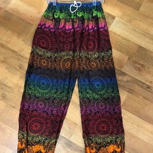 Rainbow/mandala pant.  Draw string w/ one pocket.